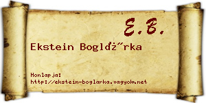 Ekstein Boglárka névjegykártya